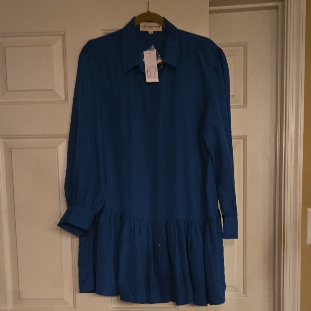 Blue Long-Sleeve Blouse